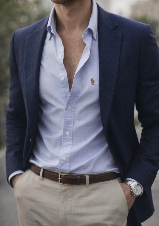Chemise bleu ciel 100% coton
