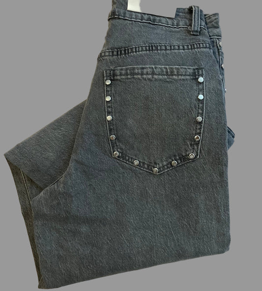 Jeans clous taille haute