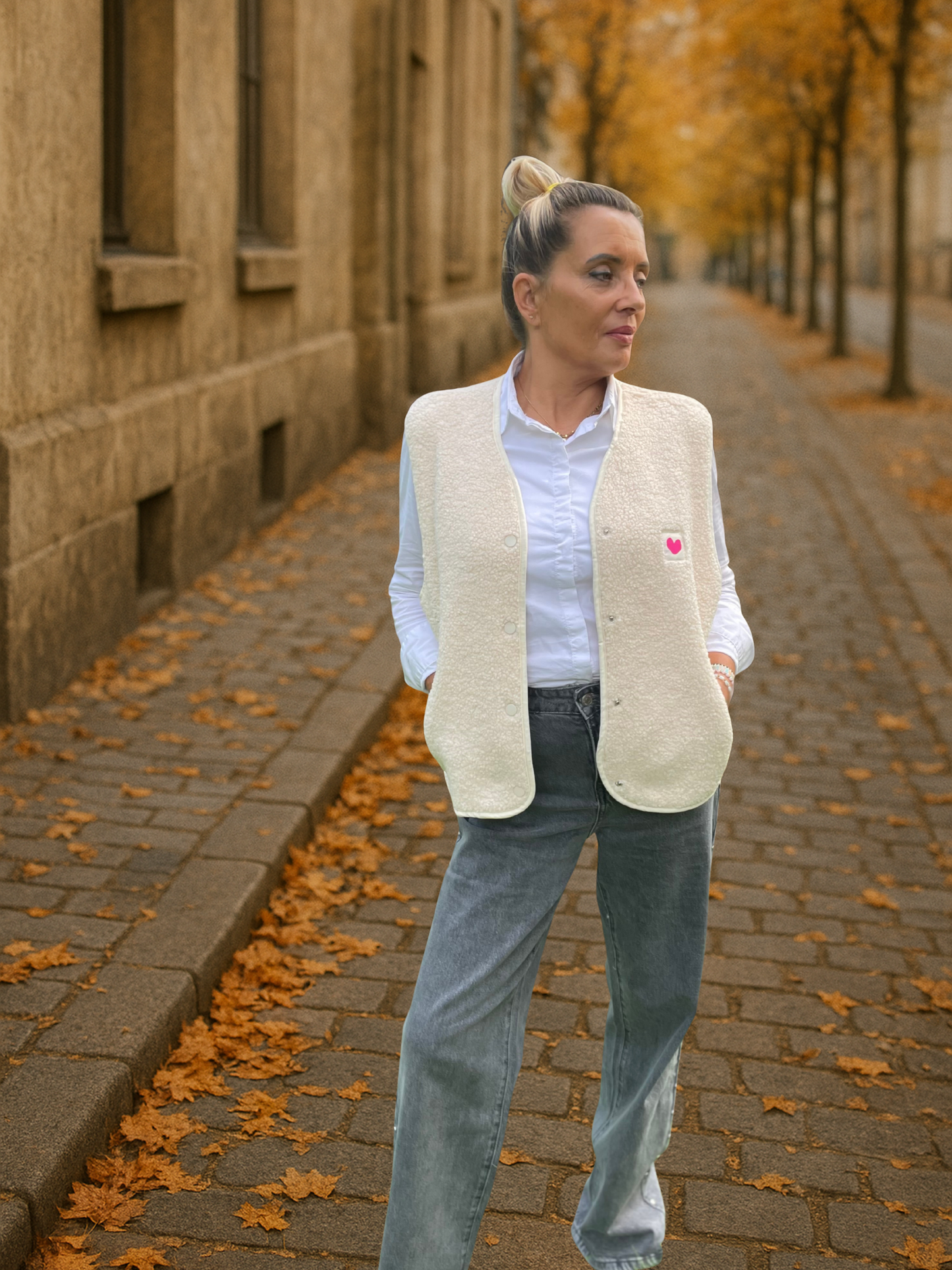 Veste sans manches effet peau de mouton