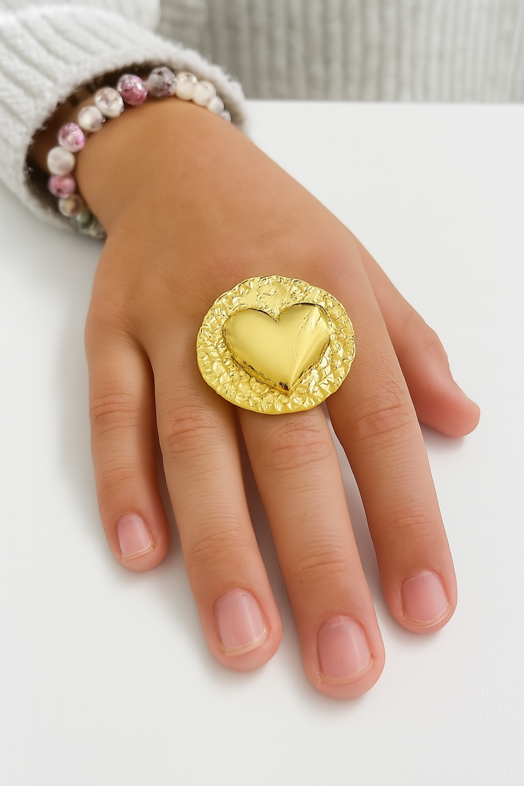 Bague cœur martelée Alice